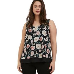 TORRID women’s Chiffon Double Layer Sleeveless Top Black Floral Size 2X ✨•